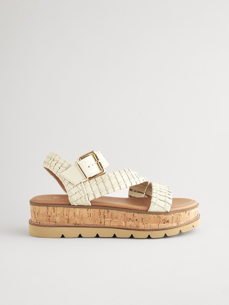 White Forever Comfort® Leather Cork Flatform Sandals - Image 2 of 6