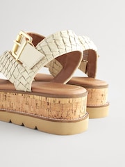 White Forever Comfort® Leather Cork Flatform Sandals - Image 3 of 6