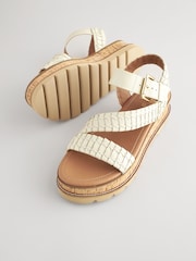 White Forever Comfort® Leather Cork Flatform Sandals - Image 4 of 6