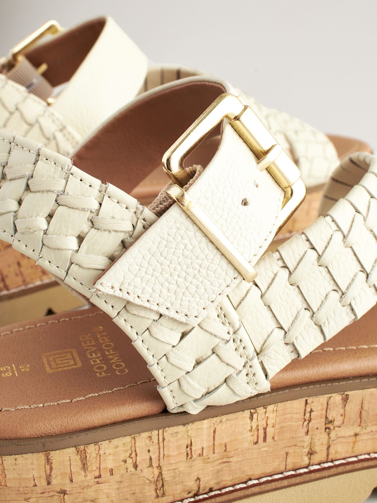 White Forever Comfort® Leather Cork Flatform Sandals - Image 6 of 6