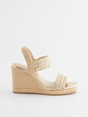 Gold Forever Comfort® Square Toe Weave Wedges - Image 1 of 5