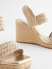 Gold Forever Comfort® Square Toe Weave Wedges - Image 2 of 5
