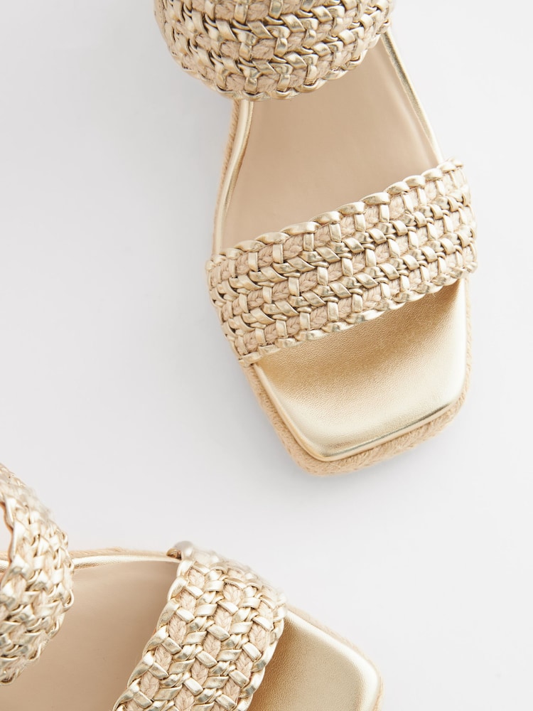 Gold Forever Comfort® Square Toe Weave Wedges - Image 3 of 5