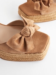 Tan Brown Forever Comfort® Leather Bow Wedges - Image 6 of 9