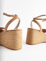 Tan Brown Forever Comfort® Leather Bow Wedges - Image 7 of 9