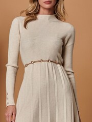 Jolie Moi Brown Long Sleeve Fit & Flare Knit Dress - Image 4 of 4