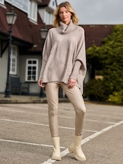 Natur - Jolie Moi Gestrickter Rollkragenpullover mit Stern vorne - Bild 4 von 5