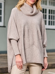 Natur - Jolie Moi Gestrickter Rollkragenpullover mit Stern vorne - Bild 5 von 5