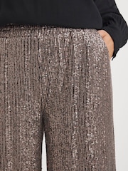 JD Williams Brown Linear Stretch Sequin Wide Leg Trousers - Image 4 of 4
