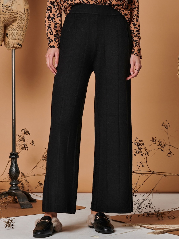 Pantalon évasé en maille Jolie Moi ligne verticale - Image 1 of 5