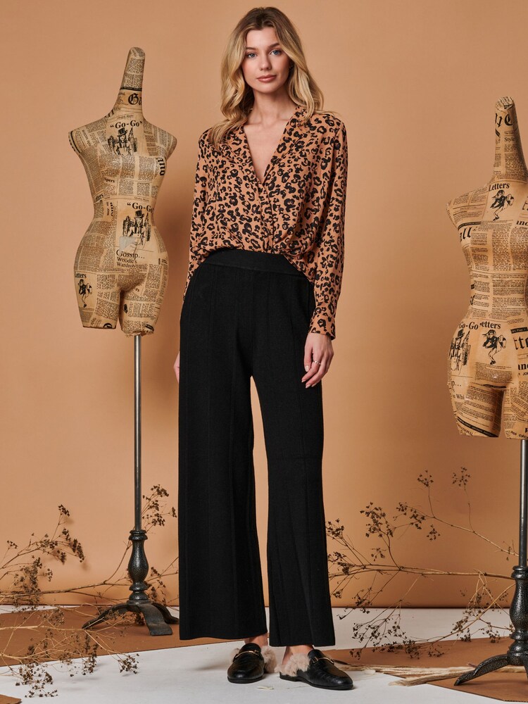 Pantalon évasé en maille Jolie Moi ligne verticale - Image 4 of 5