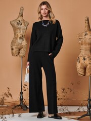Pantalon évasé en maille Jolie Moi ligne verticale - Image 5 of 5