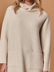 Jolie Moi Natural Knitted Turtleneck Longline Jumper - Image 2 of 4