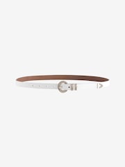 White Leather Skinny Western Belt - Image 2 of 3