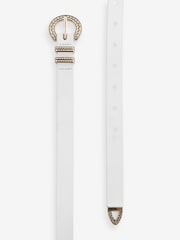 White Leather Skinny Western Belt - Image 3 of 3
