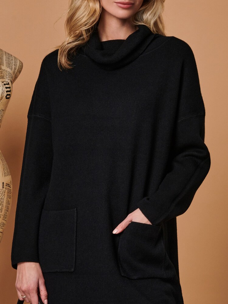 Jolie Moi Black Knitted Turtleneck Longline Jumper - Image 3 of 3 Jolie Moi Black Knitted Turtleneck Longline Jumper - Image 3 of 3