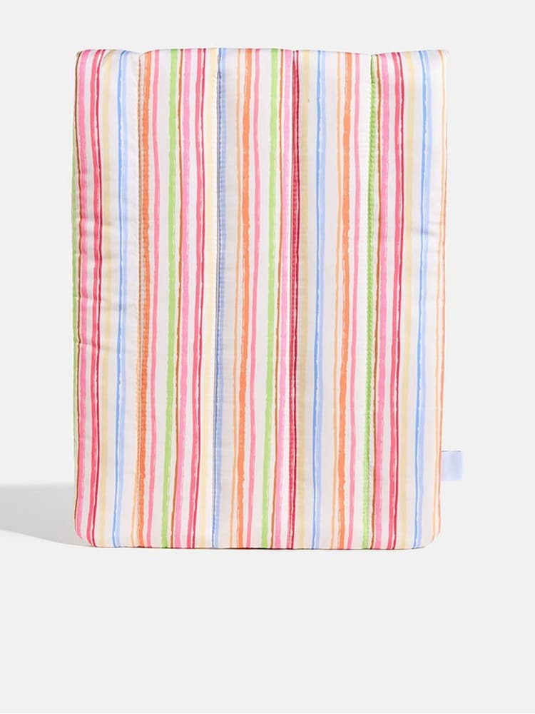 Skinnydip Pink Colourful Stripe Quilted Laptop Bow Sleeve 14" Bag - Image 2 of 5