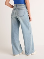 Mid Blue Print 100% Cotton Wide Leg Jeans - Image 4 of 7