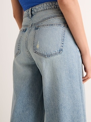 Mid Blue Print 100% Cotton Wide Leg Jeans - Image 5 of 7