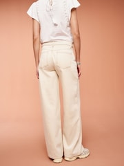 Cream 100% Cotton Wide Leg Jeans - Image 3 of 5