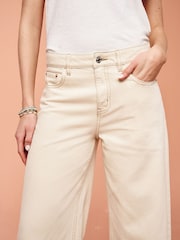 Cream 100% Cotton Wide Leg Jeans - Image 4 of 5