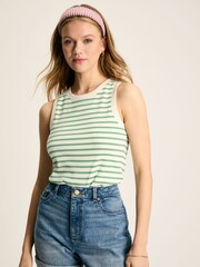 Joules Harbour Cream & Green Striped Jersey Vest - Image 1 of 5