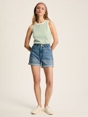 Joules Harbour Cream & Green Striped Jersey Vest - Image 3 of 5