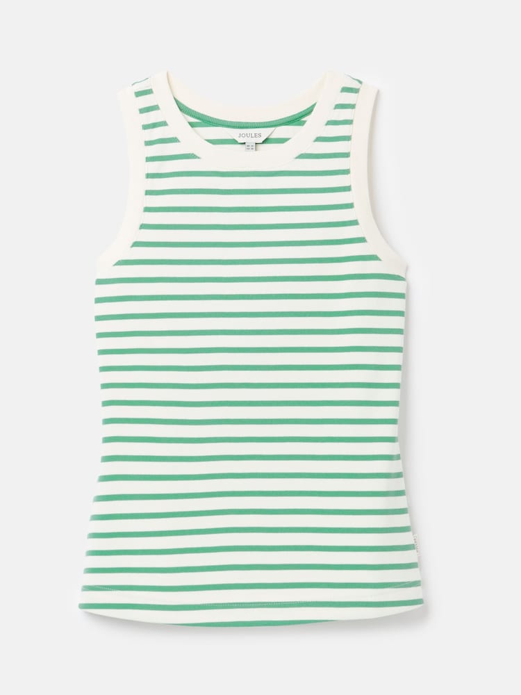 Joules Harbour Cream & Green Striped Jersey Vest - Image 5 of 5