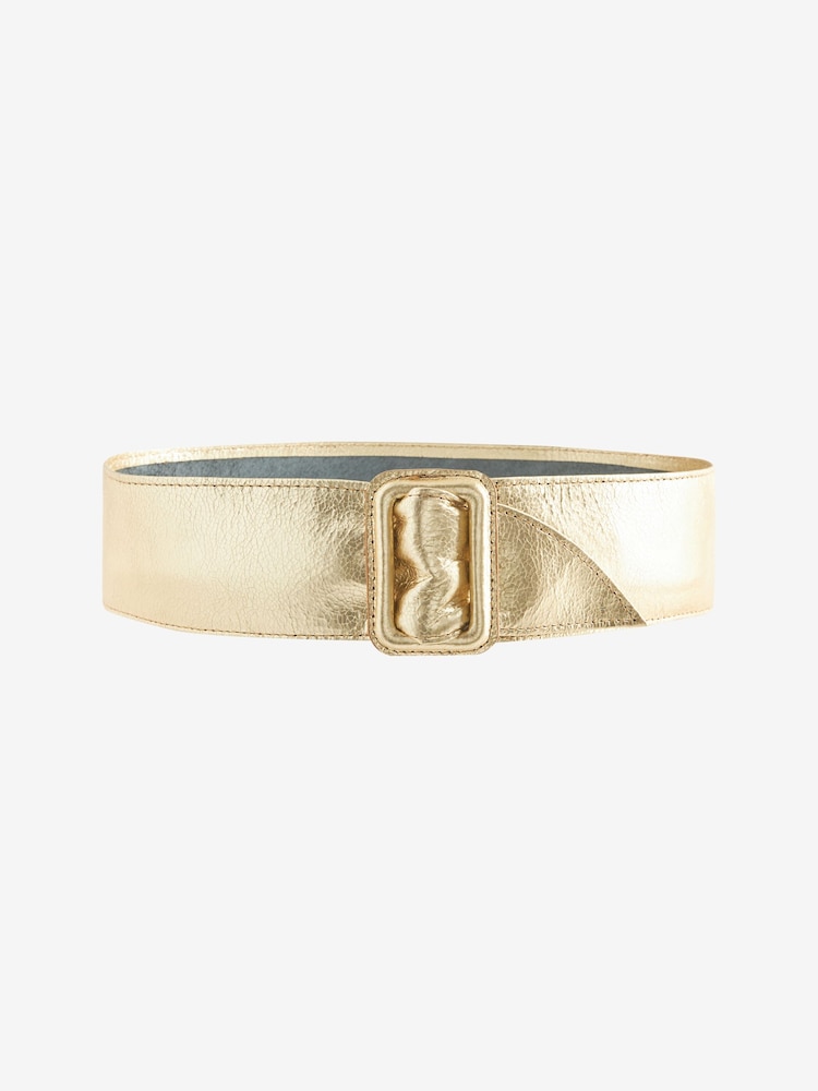 Gold Wide Leather Belt - Image 1 of 4