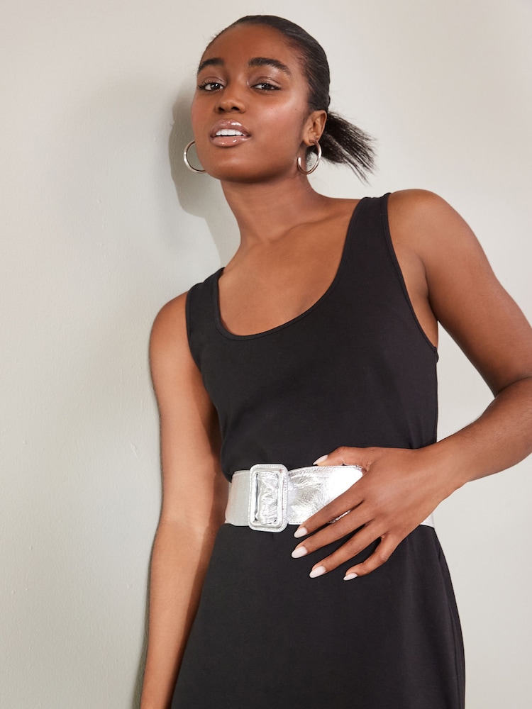 Silver Wide Leather Belt - Image 1 of 5