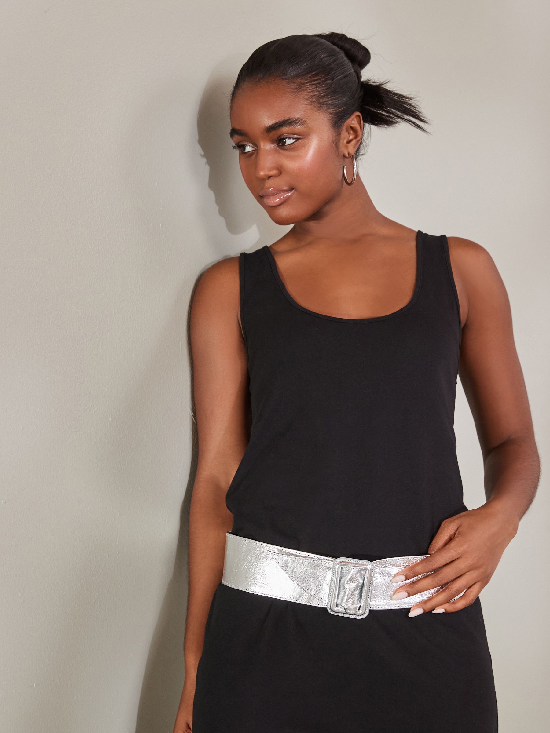 20mm NARROW LONG BELT-silver studs- | the wonde