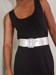 Silver Wide Leather Belt - Image 3 of 5