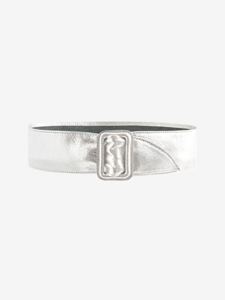 Silver Wide Leather Belt - Image 4 of 5