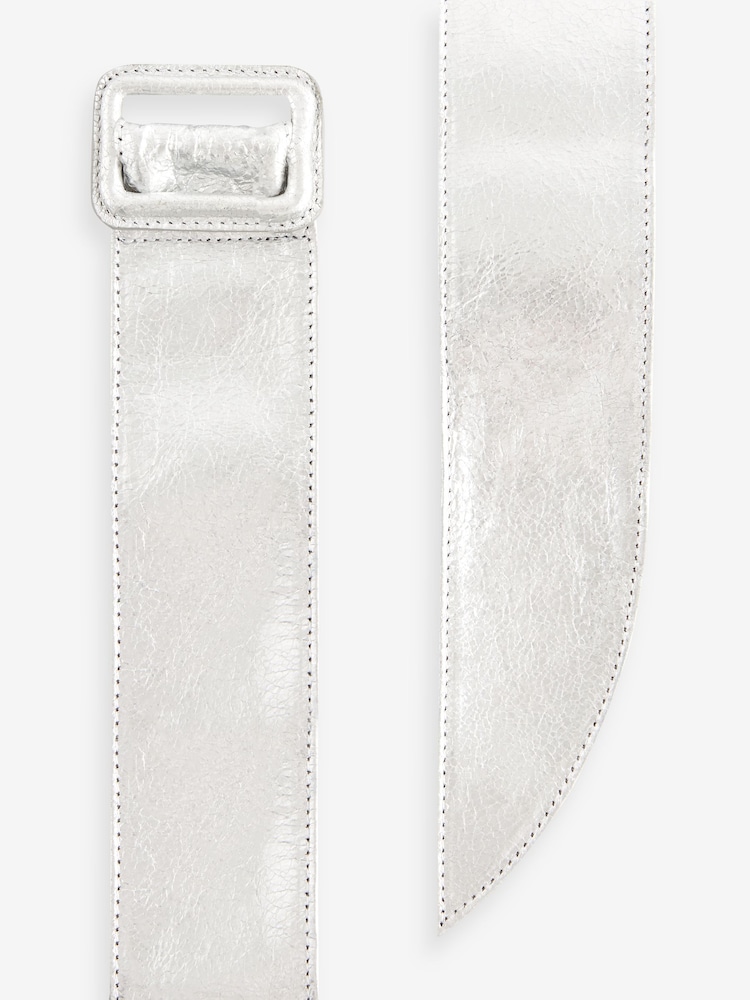 Silver Wide Leather Belt - Image 5 of 5