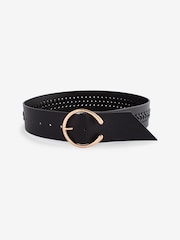 Black Plait Detail Wide Belt - Image 1 of 2