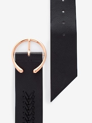 Black Plait Detail Wide Belt - Image 2 of 2