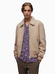 AllSaints Natural Charlie Shearling Jacket - Image 1 of 9
