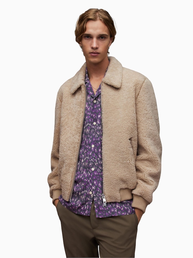 AllSaints Natural Charlie Shearling Jacket - Image 1 of 9
