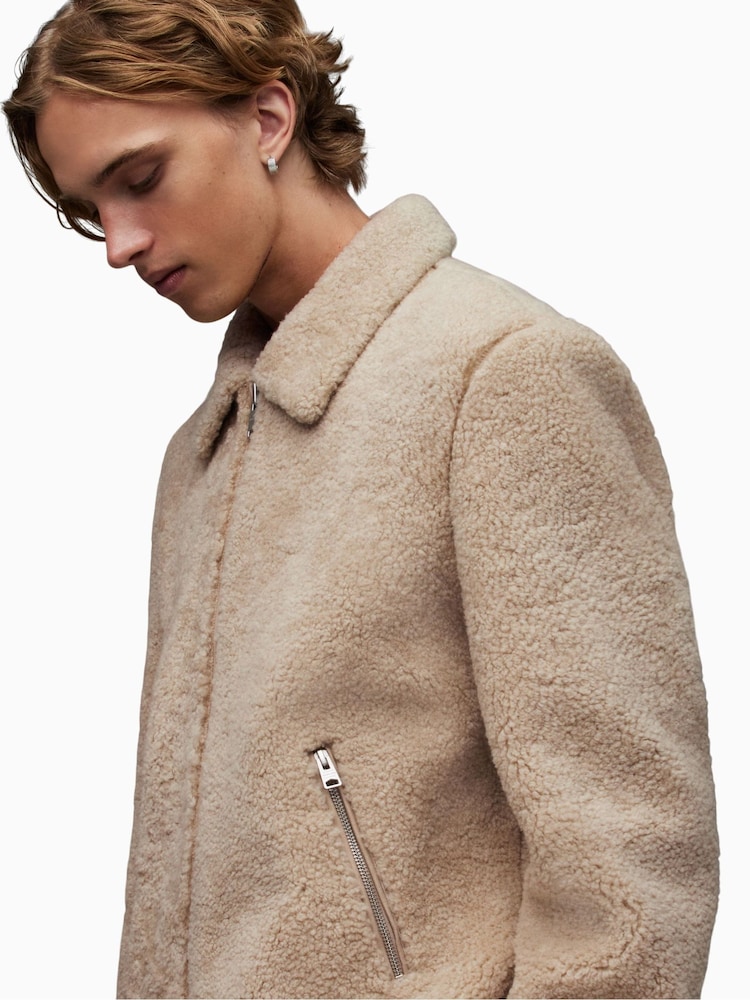 AllSaints Natural Charlie Shearling Jacket - Image 7 of 9