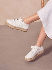 White Forever Comfort® Espadrilles Flatform Weave Trainers - Image 1 of 10