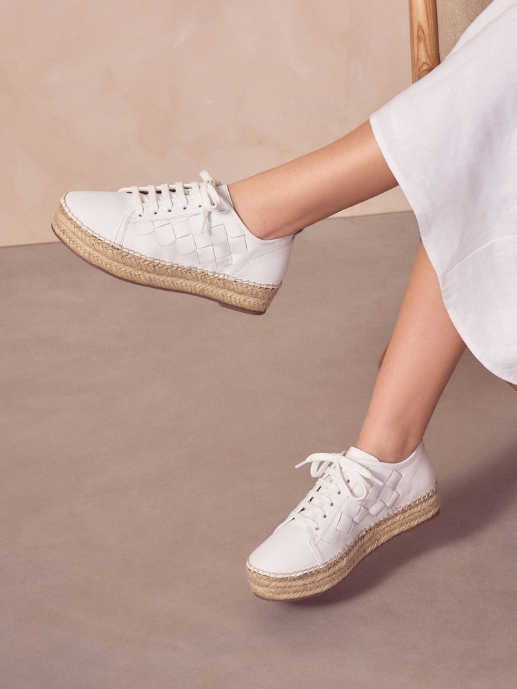 White Forever Comfort® Espadrilles Flatform Weave Trainers - Image 1 of 10