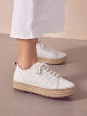 White Forever Comfort® Espadrilles Flatform Weave Trainers - Image 3 of 10