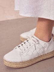 White Forever Comfort® Espadrilles Flatform Weave Trainers - Image 5 of 10