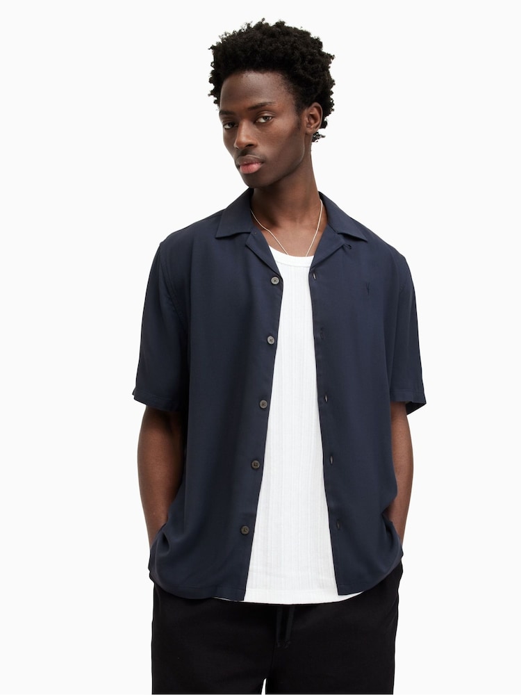 AllSaints Blue Grey Venice Shirt - Image 1 of 6