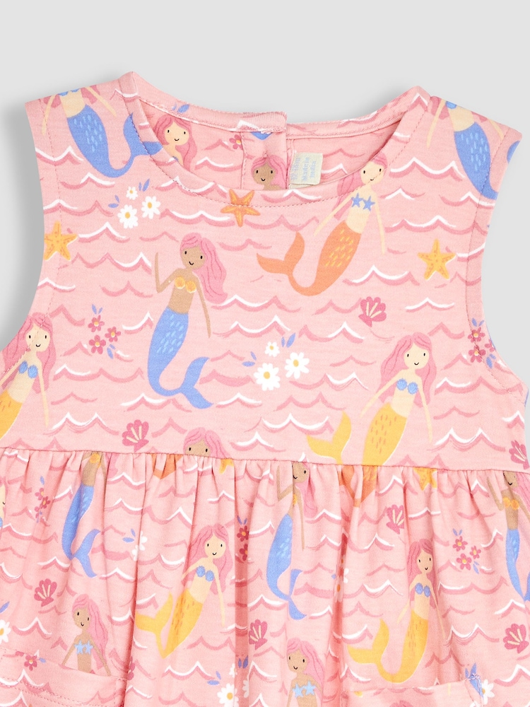 JoJo Maman Bébé Pale Pink Mermaid With Pet In Pocket Tiered Dress - Image 3 of 3