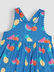 JoJo Maman Bébé Blue Bright Fruits Cross Back Dress - Image 3 of 3