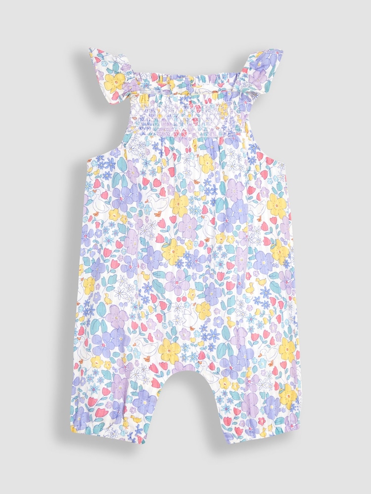 JoJo Maman Bébé Lilac Purple Duck Floral Sunsuit - Image 2 of 4