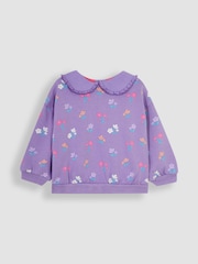JoJo Maman Bébé Lilac Pretty Floral Sweatshirt With Collar - Image 1 of 3