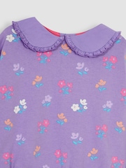 JoJo Maman Bébé Lilac Pretty Floral Sweatshirt With Collar - Image 2 of 3