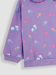 JoJo Maman Bébé Lilac Pretty Floral Sweatshirt With Collar - Image 3 of 3